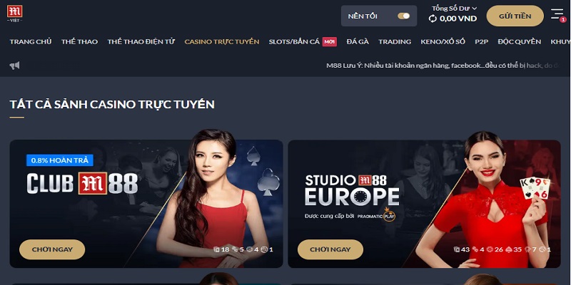 Casino trực tuyến M88 sở hữu công nghệ tiên tiến